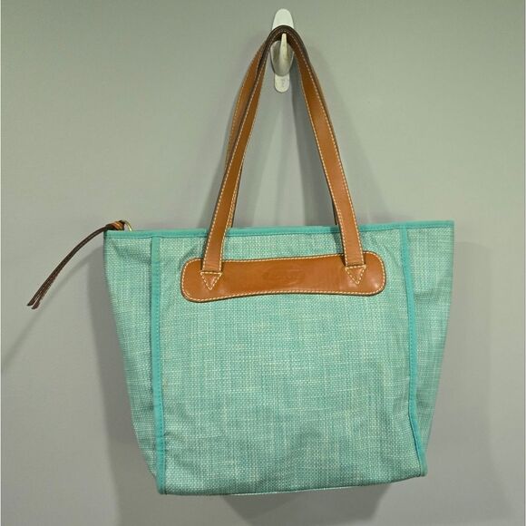 🐢 Fossil Keyper Blue Tote Bag with Tan Accents - Picture 1 of 11